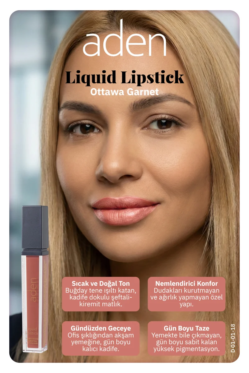 Aden Liquid Lipstick - Likit Ruj 18 Ottawa Garent(Tarçın)