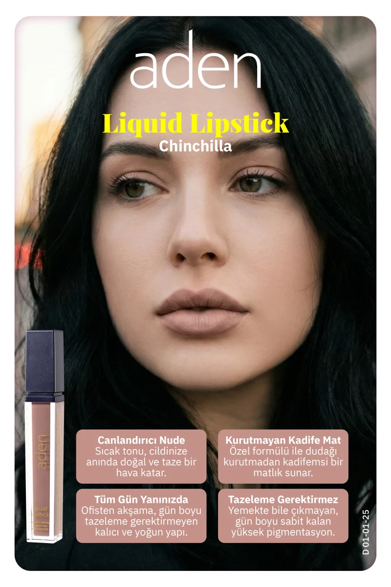 Aden Liquid Lipstick - Likit Ruj 25 Chinchilla(Çinçila)