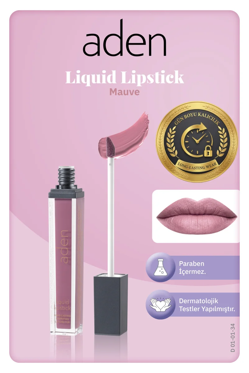 Aden Liquid Lipstick - Likit Ruj 34 Mauve(Eflatun)