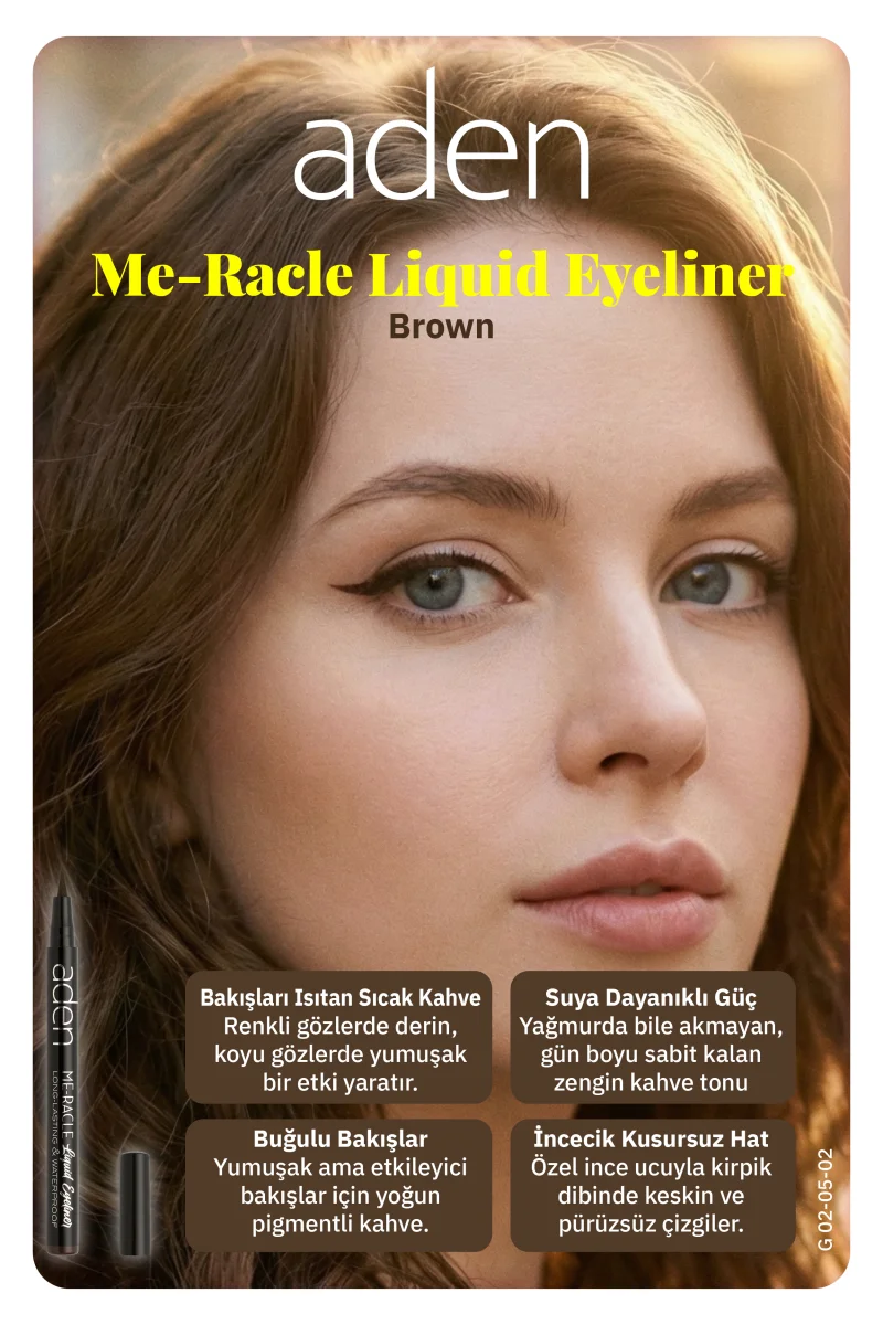 Aden ME-RACLE Liquid Eyeliner - Likit Eyeliner 02 Brown(Kahverengi)