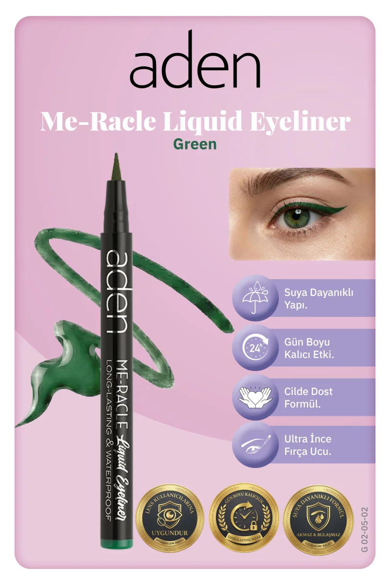 Aden ME-RACLE Liquid Eyeliner - Likit Eyeliner 05 Green(Yeşil)