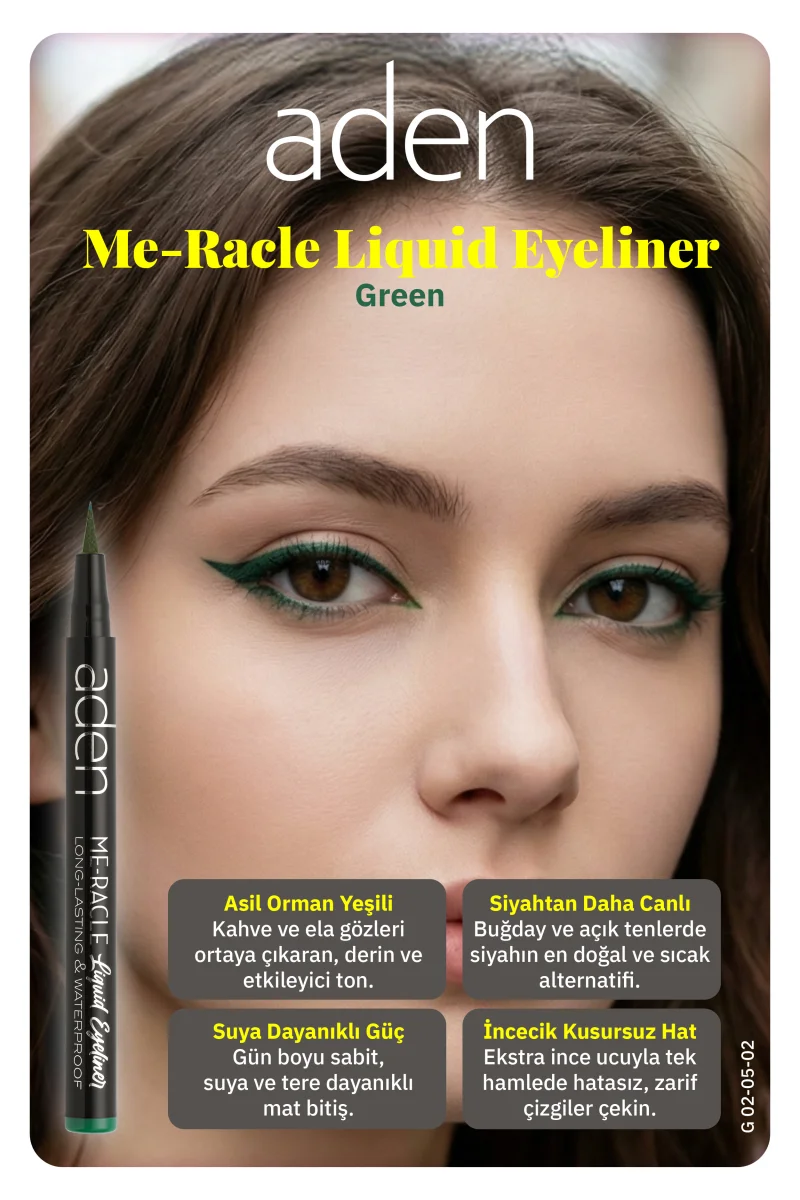 Aden ME-RACLE Liquid Eyeliner - Likit Eyeliner 05 Green(Yeşil)