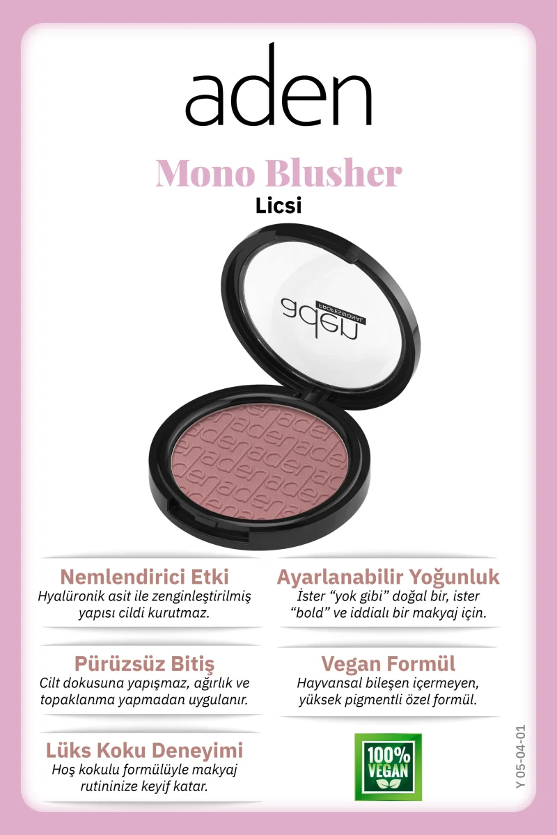 Aden Mono Blusher - Tekli Allık 01 Licsi(Liçi)