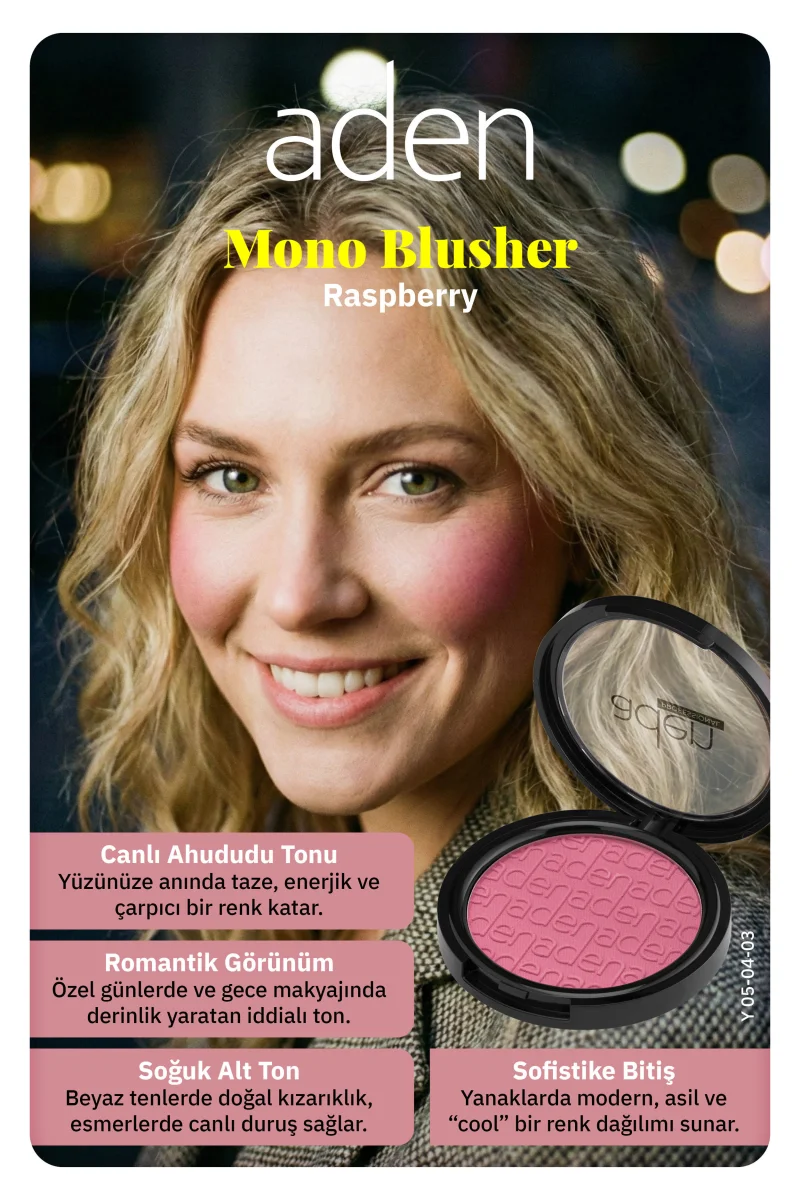 Aden Mono Blusher - Tekli Allık 03 Raspberry(Ahududu)