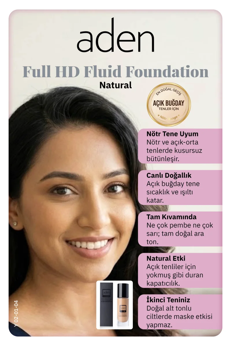 Aden Full Hd Likit Fondöten 20 Ml - 04 Natural(Doğal)