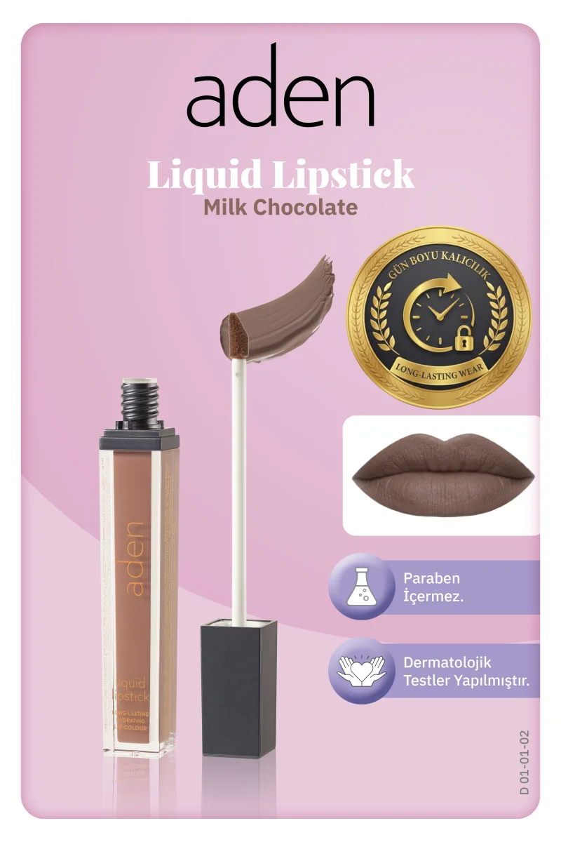 Aden Liquid Lipstick - Likit Ruj 02 Milk Chocolate(Sütlü Çikolata)