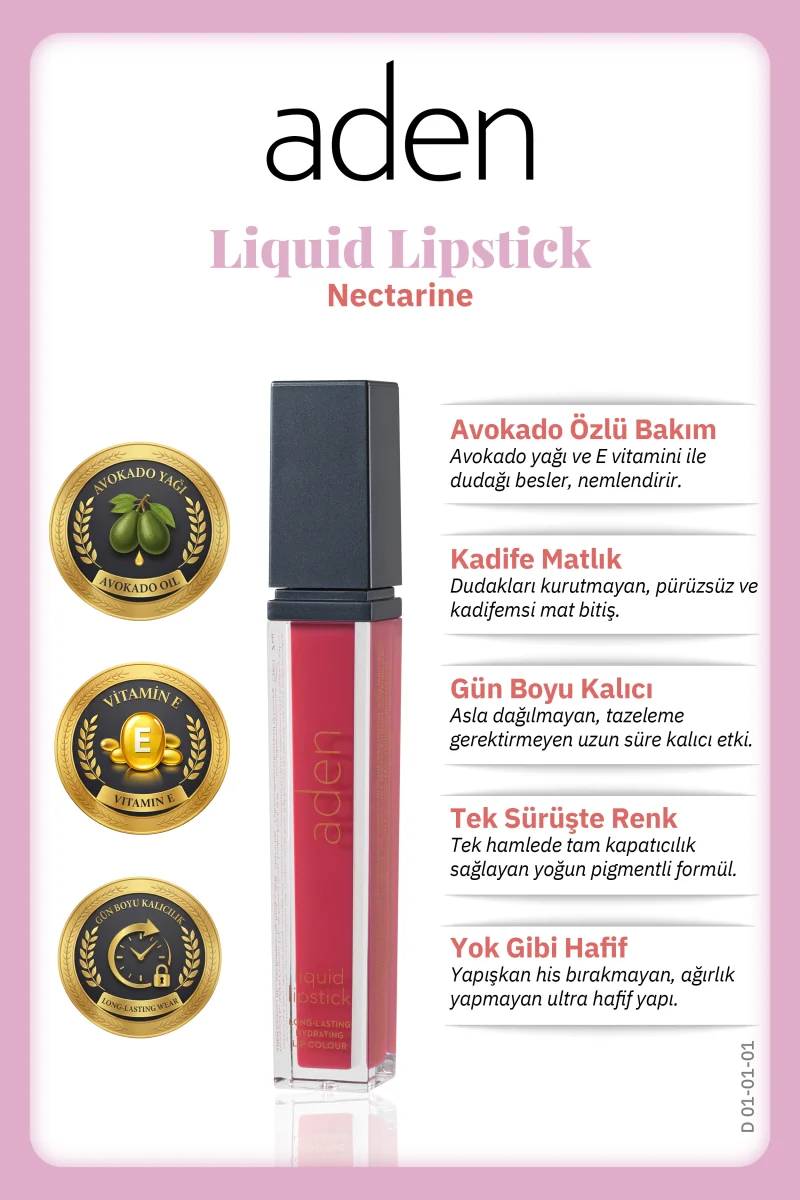 Aden Liquid Lipstick - Likit Ruj 01 Nectarine(Nektarin)