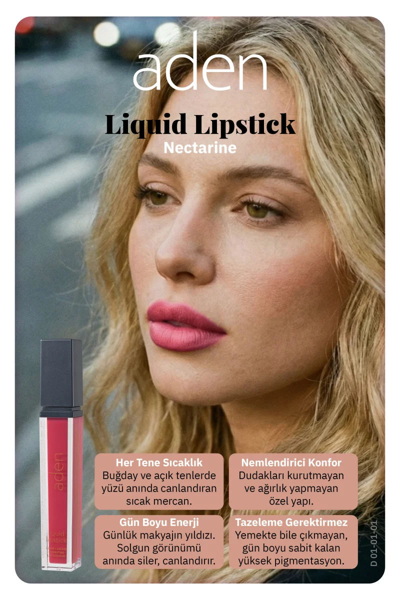 Aden Liquid Lipstick - Likit Ruj 01 Nectarine(Nektarin)