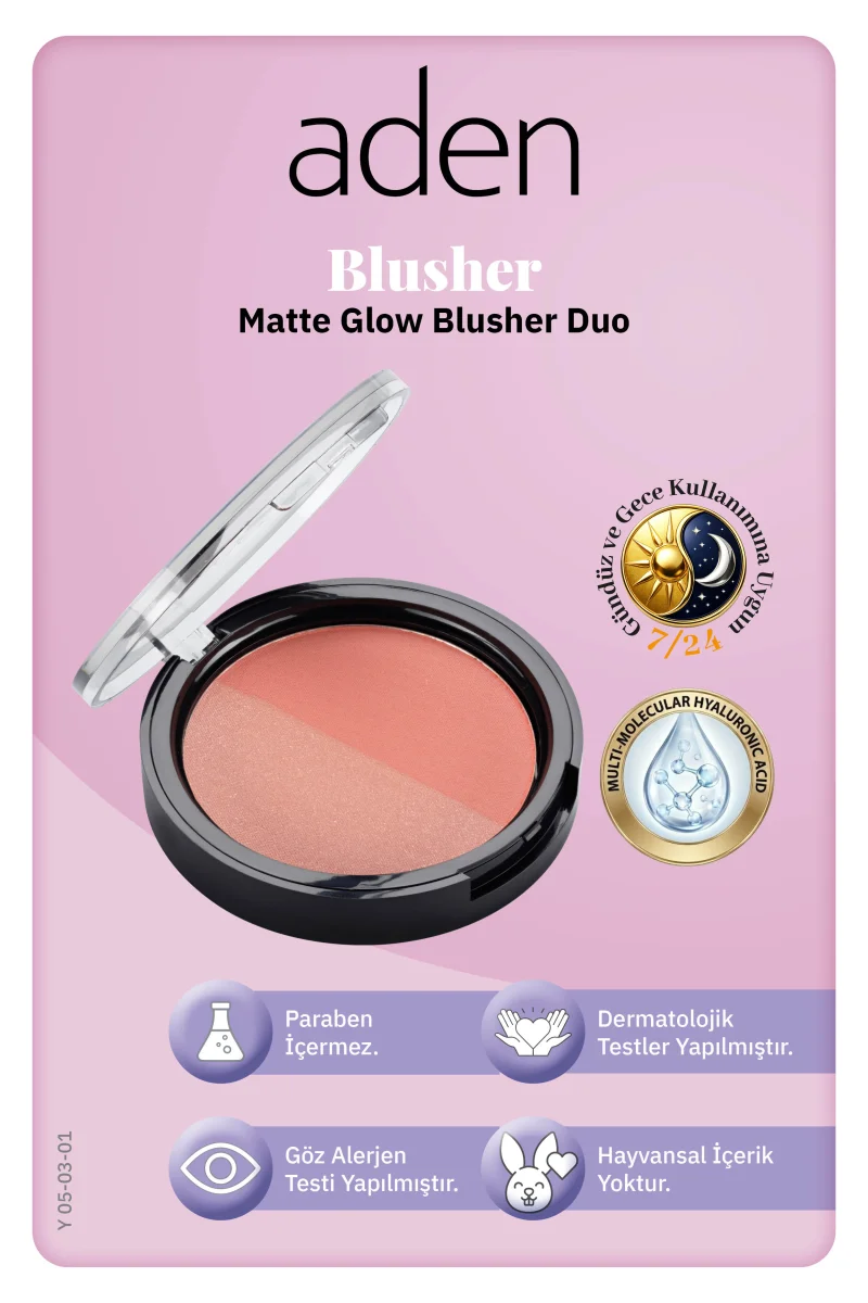 Aden Matte Glow Blusher Duo - Mat & Işıltılı İkili Allık