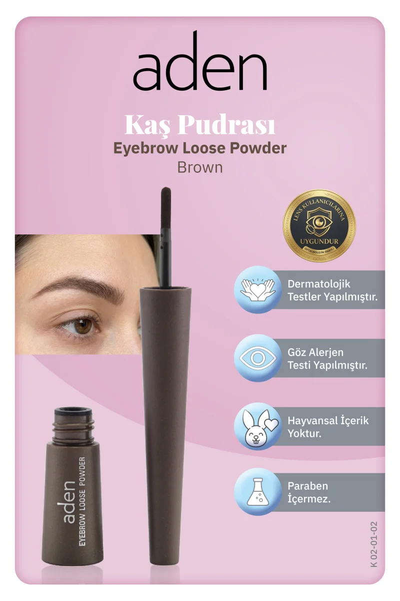 Aden Eyebrow Loose Powder - Kaş Pudrası 02 Brown(Kahverengi)