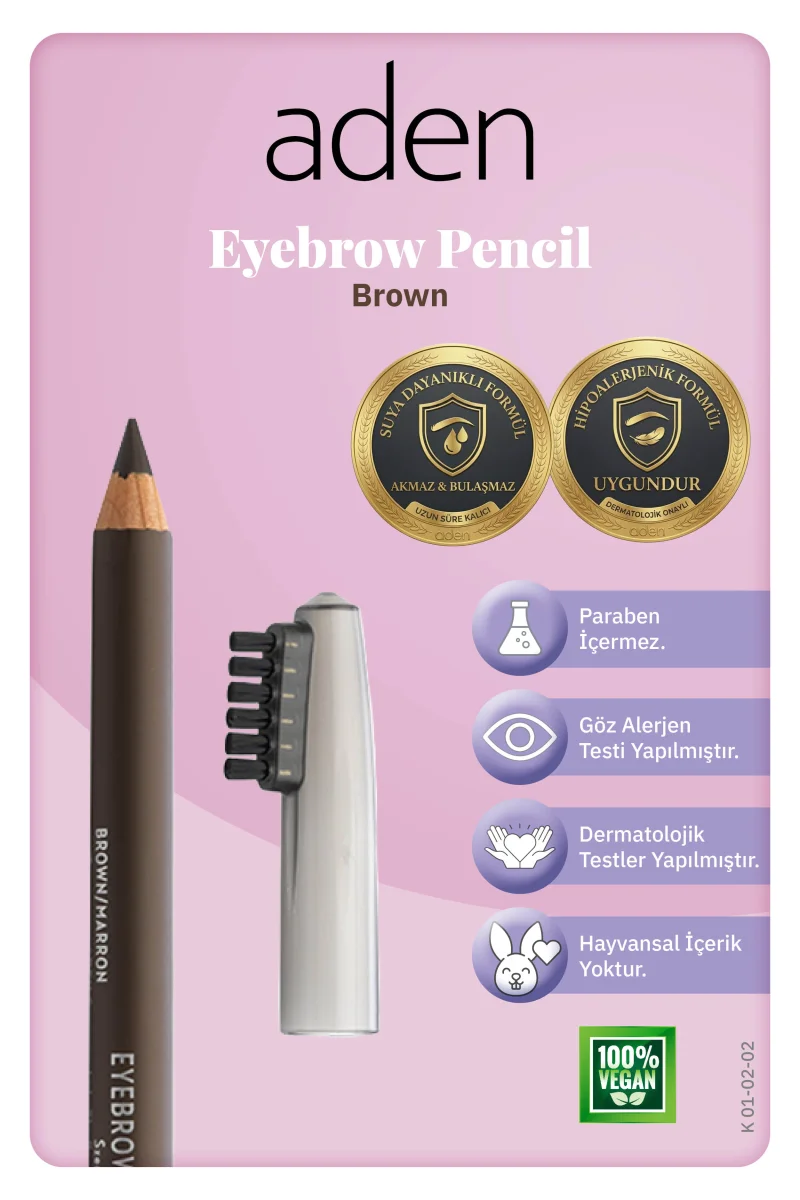 Aden Eyebrow Pencil - Kaş Kalemi 02 Brown(Kahverengi)