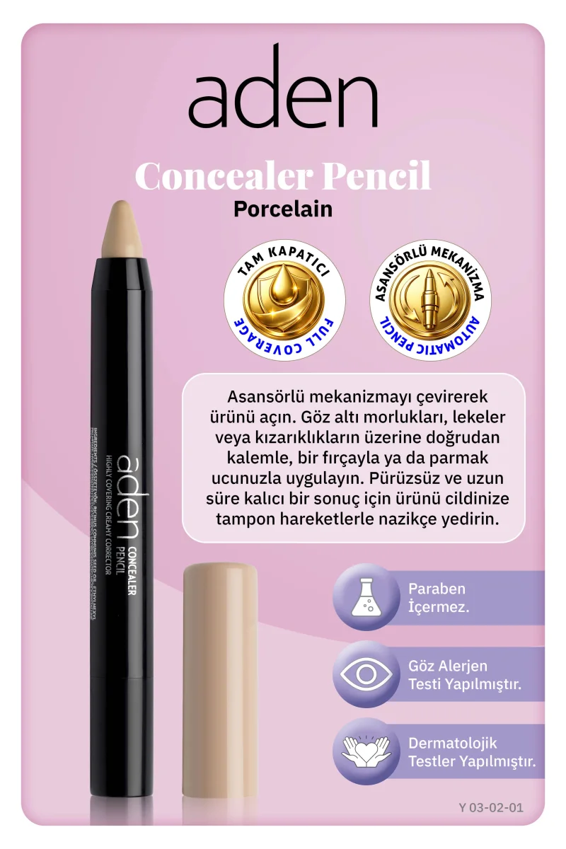 Aden Concealer Pencil - Kapatıcı Kalem 01 Porcelain(Porselen)