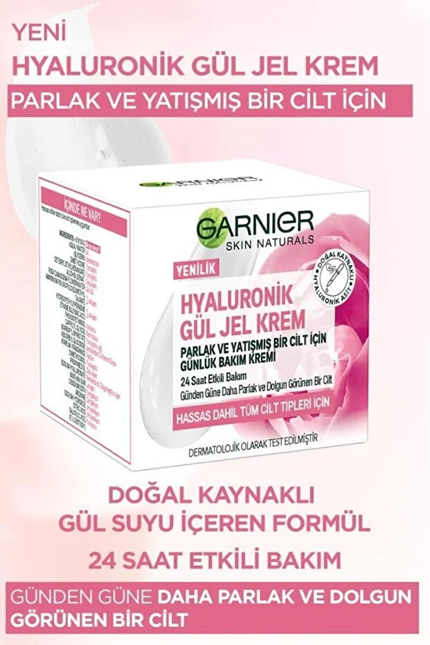 Yüz Bakim Kremi & Hyaluronik, Gül Özü, Parlak, Yatışmış Bir Cilt İçin Gündüz Kremi 50ML