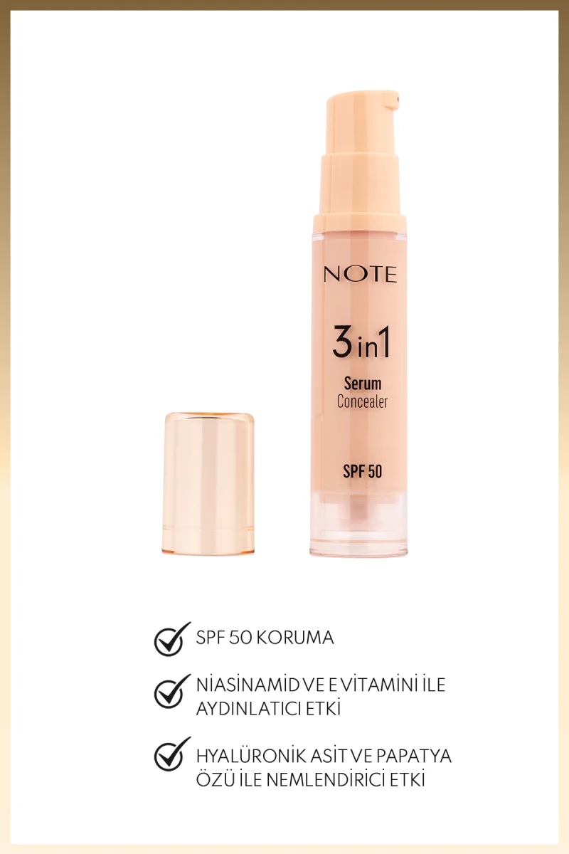 3 in 1 Serum Concealer 00 Light SPF 50 Nemlendirici ve Aydınlatıcı Göz Altı Kapatıcısı