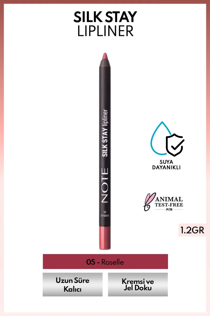 Cosmetics Silk Stay Lipliner Suya Dayanıklı İpeksi Dudak Kalemi - 05 Roselle - Pembe