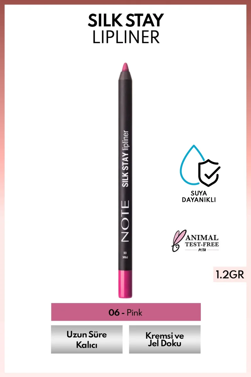 Cosmetics Silk Stay Lipliner Suya Dayanıklı İpeksi Dudak Kalemi - 06 Pink - Pembe