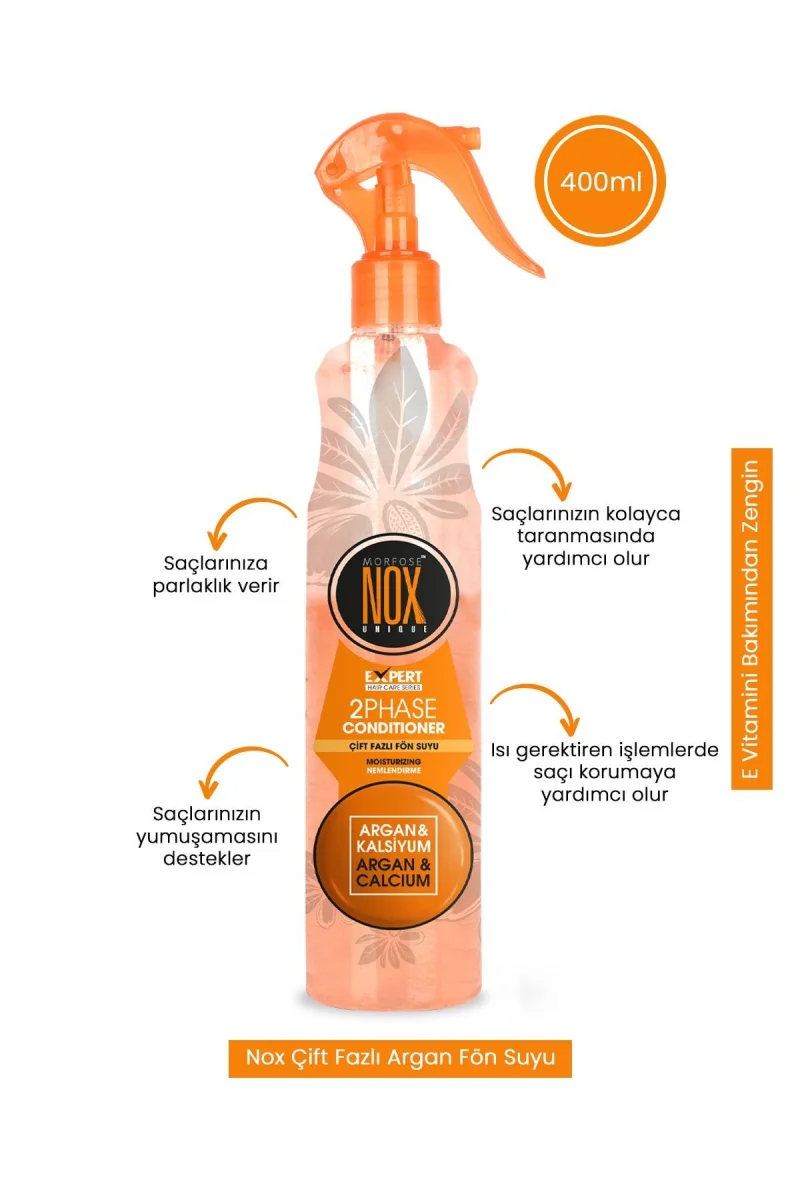 Fön Suyu & Nox Unique Argan Ve Kalsiyum Çift Fazli Turuncu 400ML