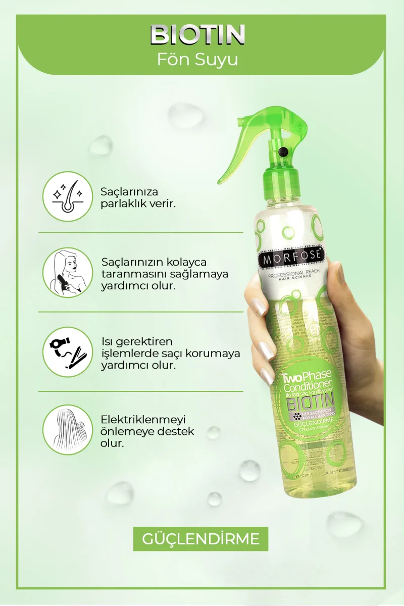 Fön Suyu & Biotin İçerikli İki Fazli Yeşil 400ML