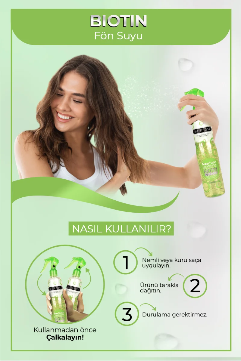 Fön Suyu & Biotin İçerikli İki Fazli Yeşil 400ML