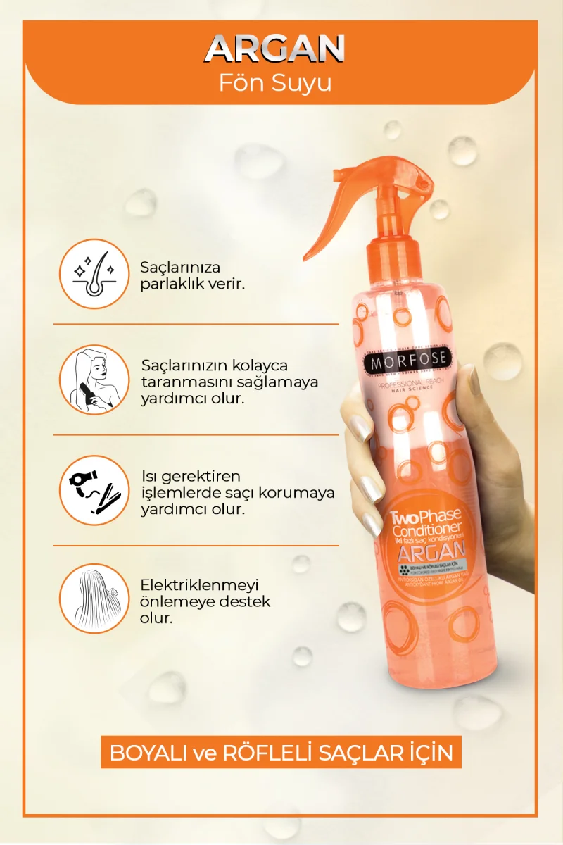 Fön Suyu & Argan İçerikli İki Fazli Turuncu 400ML