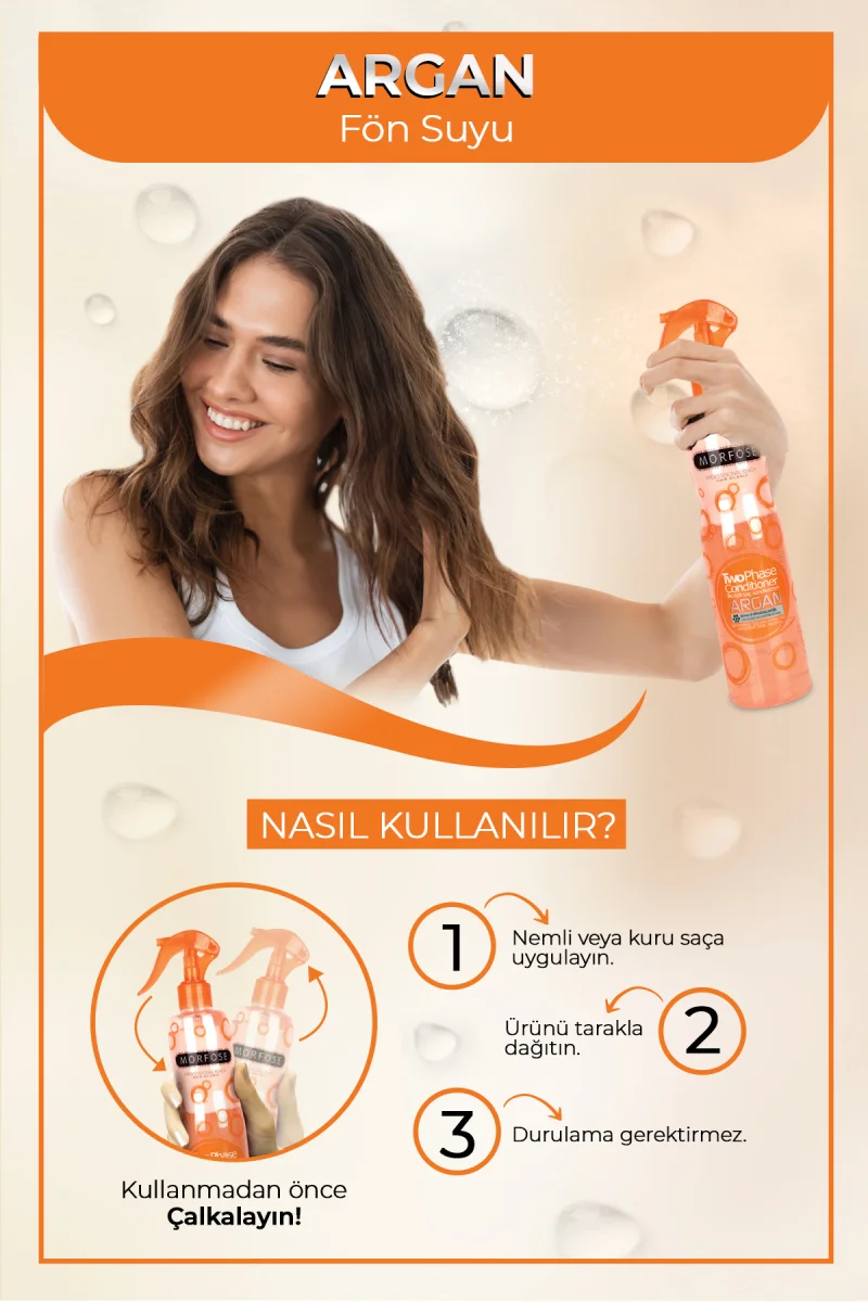 Fön Suyu & Argan İçerikli İki Fazli Turuncu 400ML