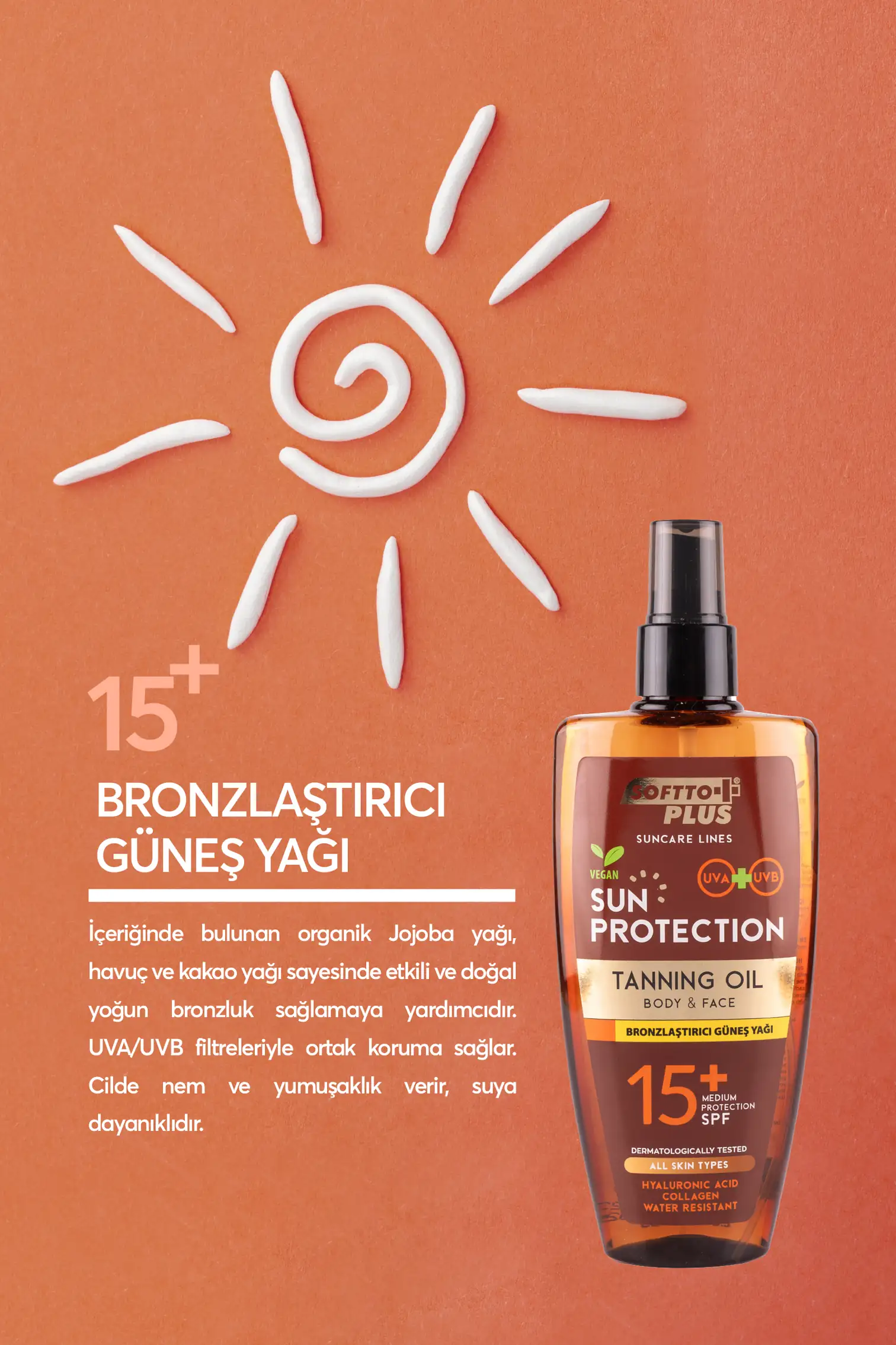 GÜNEŞ KORUYUCU KREM & BRONZLAŞTIRICI GÜNEŞ YAĞI 200ML SPF15
