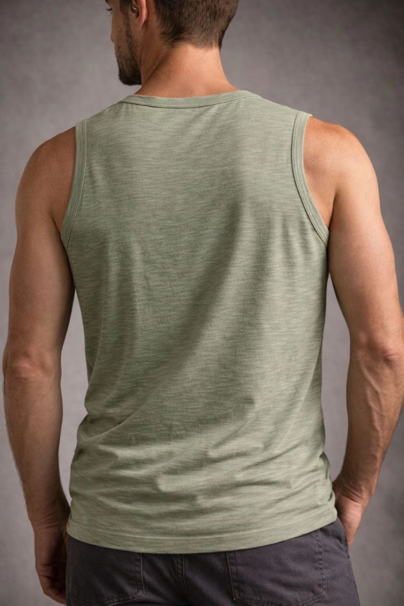 Erkek Flamlı Kumaş Kolsuz Atlet Günlük Fitness Spor T-Shirt - Mint Yeşili