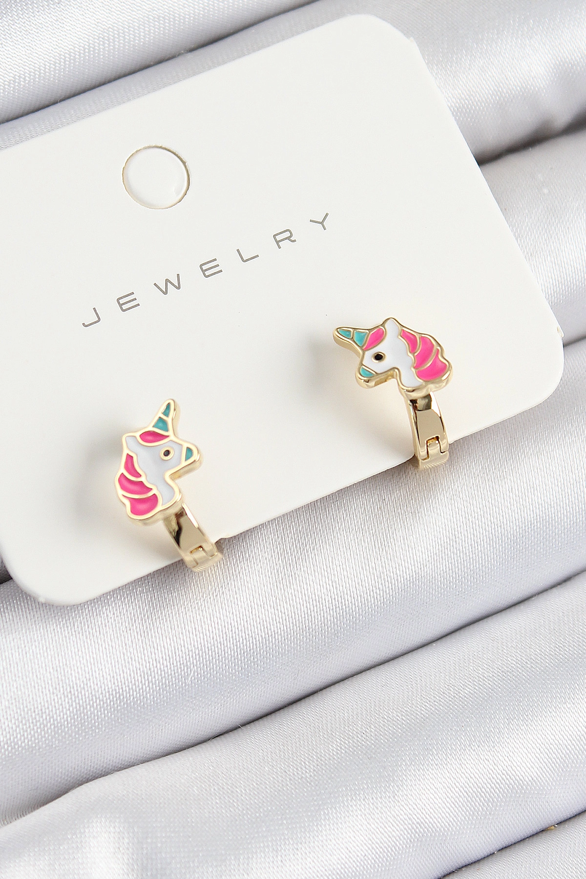 Pirinç Unıcorn Model Gold Renk Çocuk Küpe