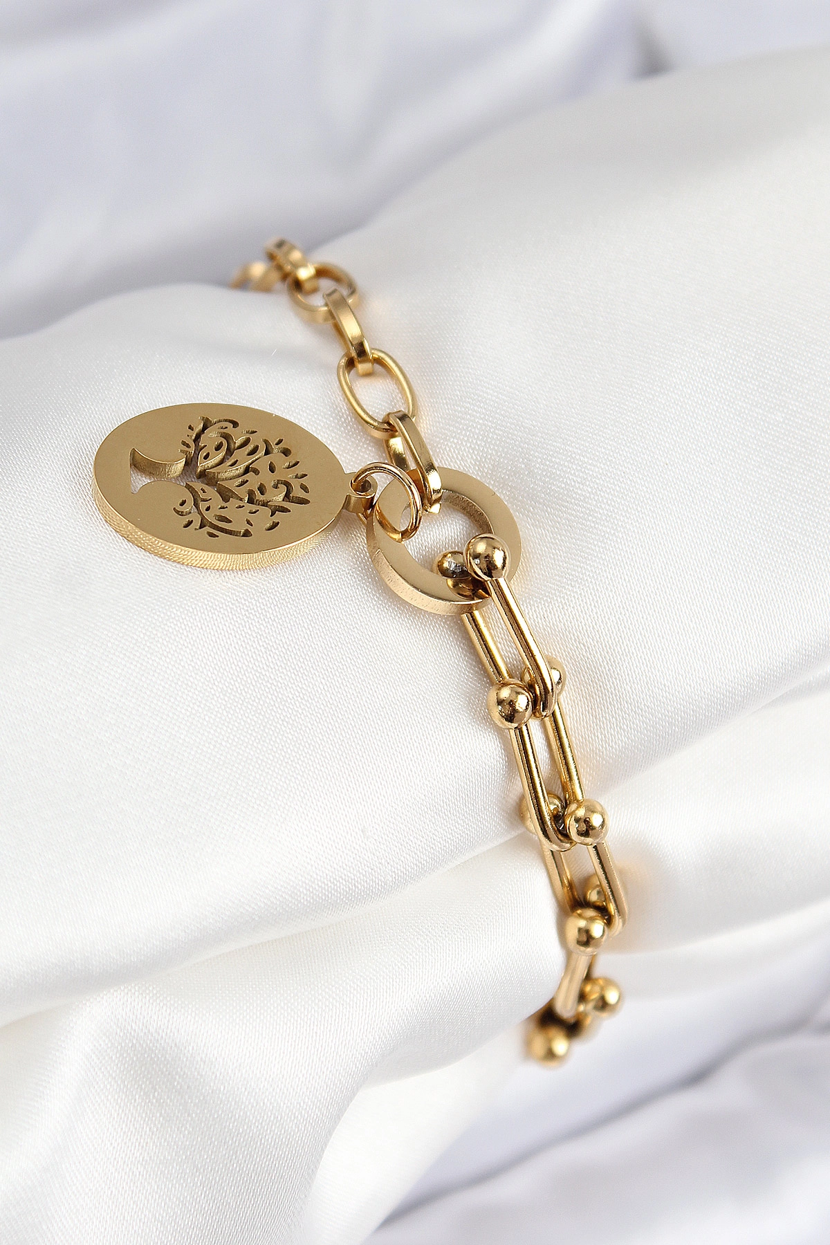 316L Çelik Tifany Ağaç Model Gold Renk Kadın Bileklik