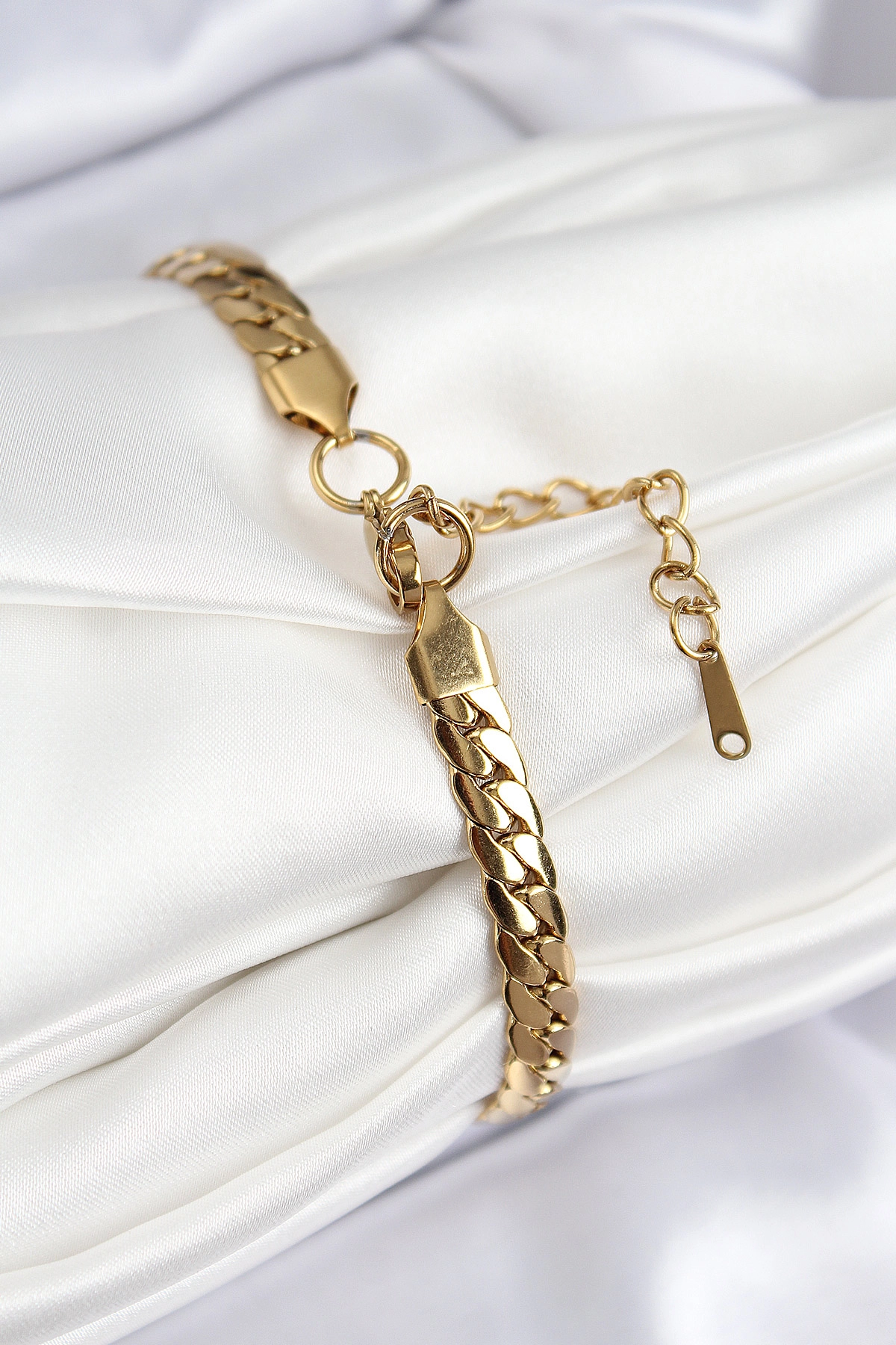 316L Çelik Ezme Zincir Model Gold Renk Kadın Bileklik