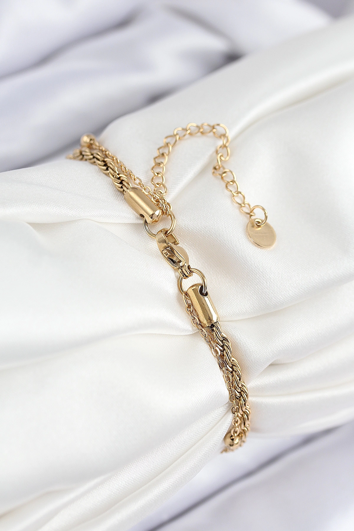 316L Çelik Nazar Boncuk Model Burgu Zincir Gold Renk Kadın Bileklik