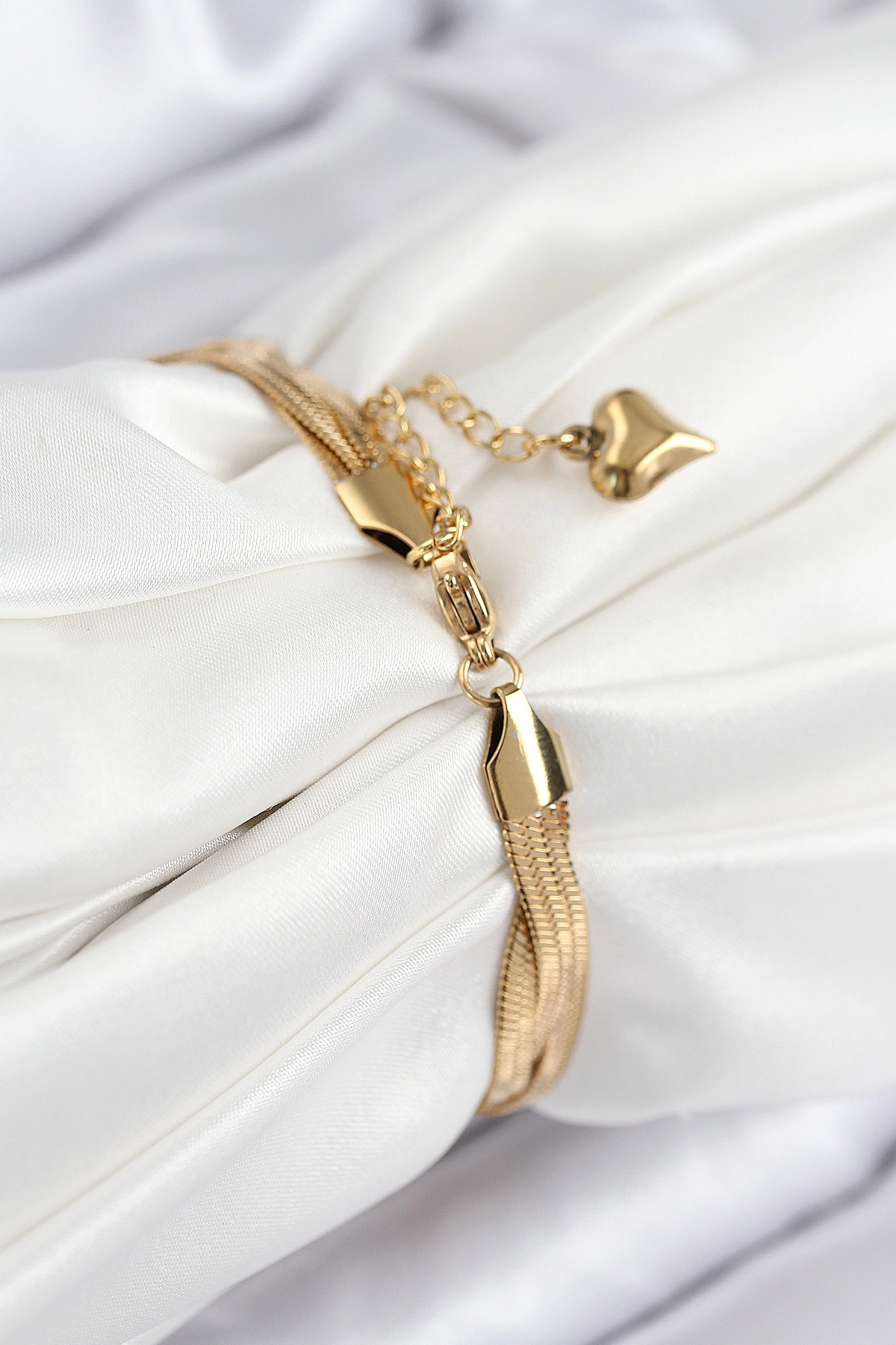 316L Çelik Örgü İtalyan Zincir Model Gold Renk Kadın Bileklik