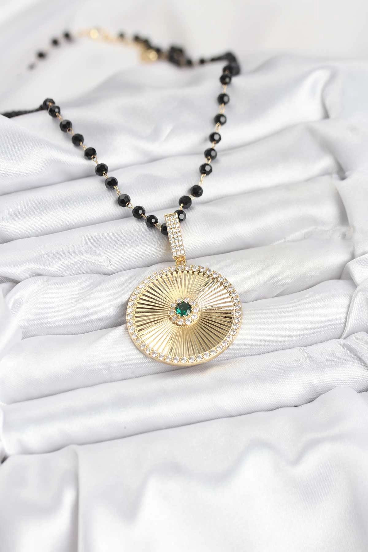 316L Çelik Zincir Kristal Boncuklu Kadın Kolye