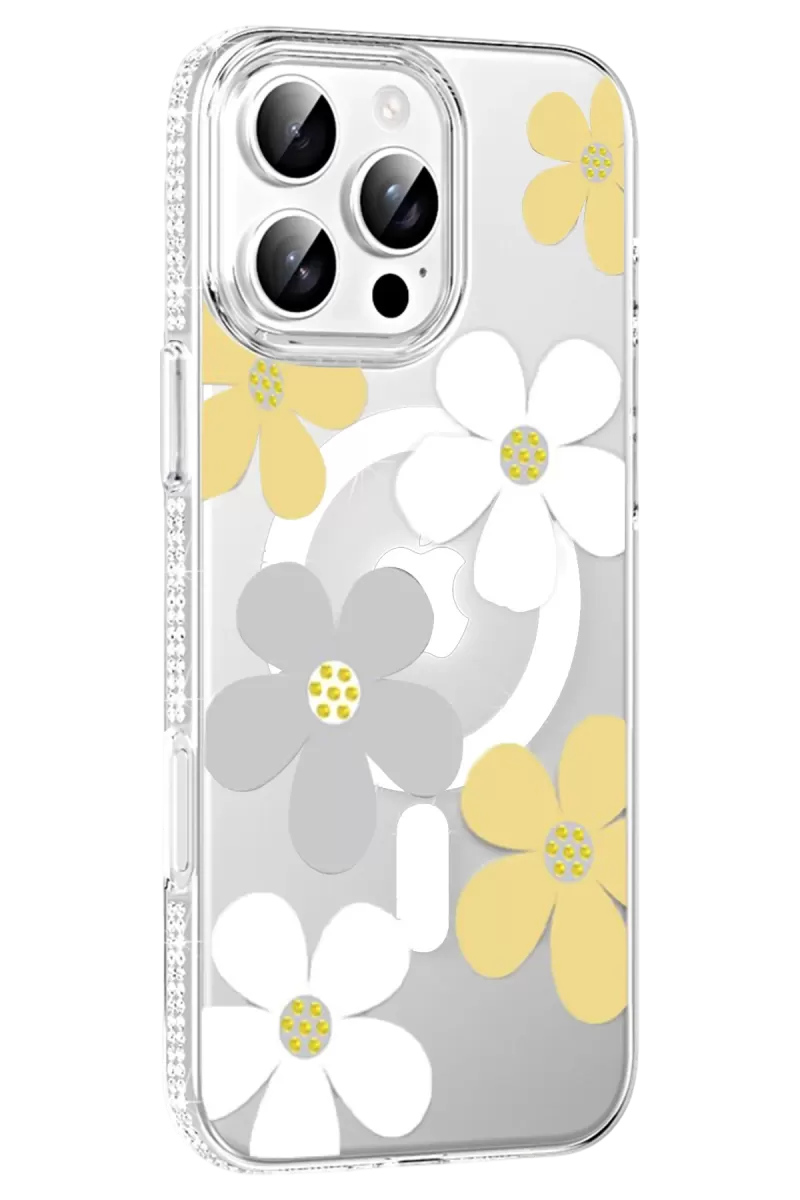 iPhone 16 Pro Floral Magsafe Kapak - Sarı