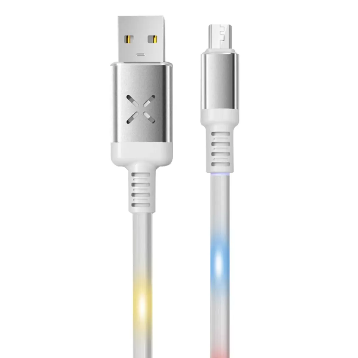 DC09 Ses Duyarlı Işıklı Micro USB Kablo 1M 2A - Beyaz