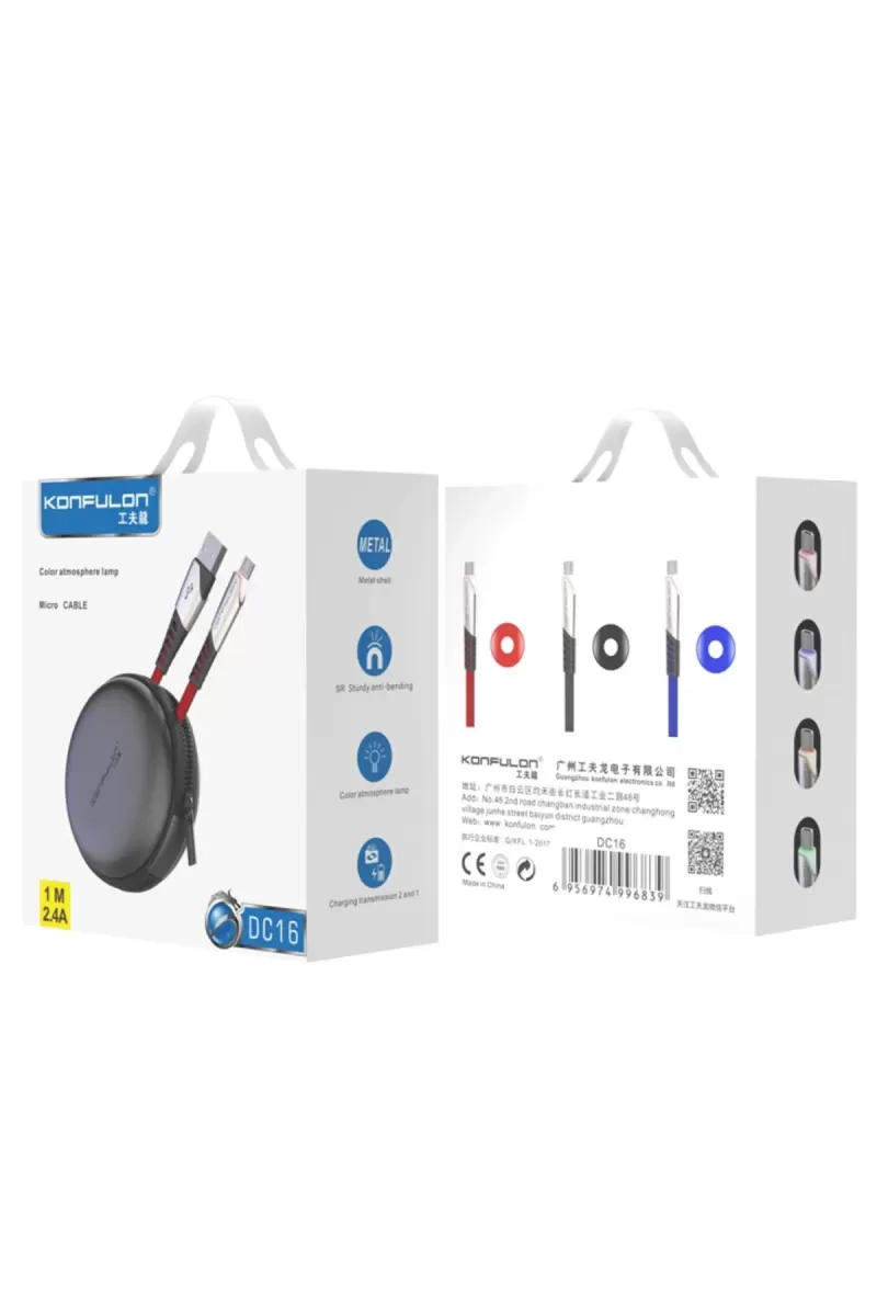 DC16 Micro USB Kablo 1M 2.4A - Mavi
