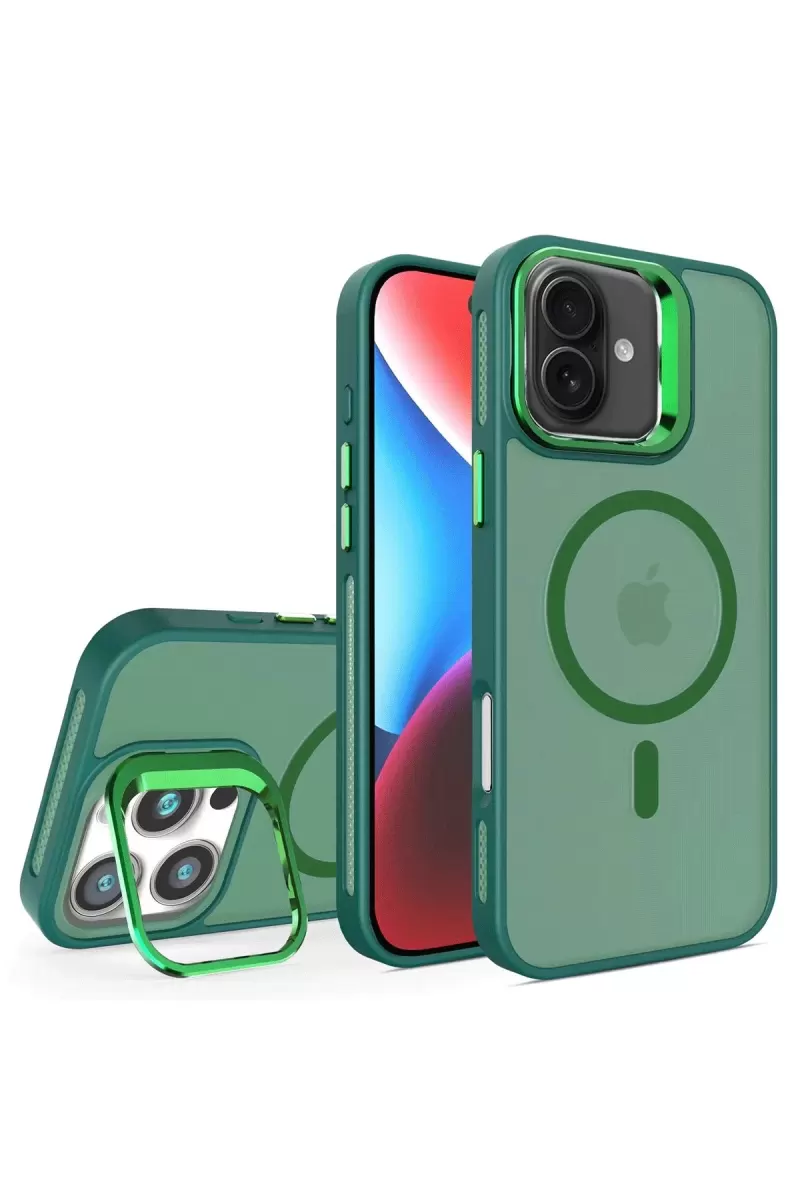 iPhone 16 Flet Lens Magsafe Kapak - Koyu Yeşil