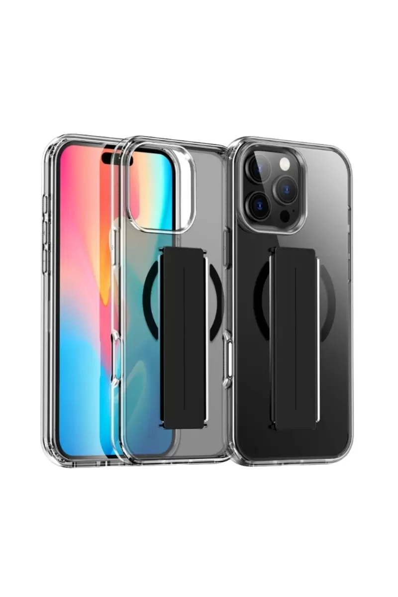 iPhone 16 Pro Max Kılıf Alfa Magsafe Standlı Kapak - Siyah