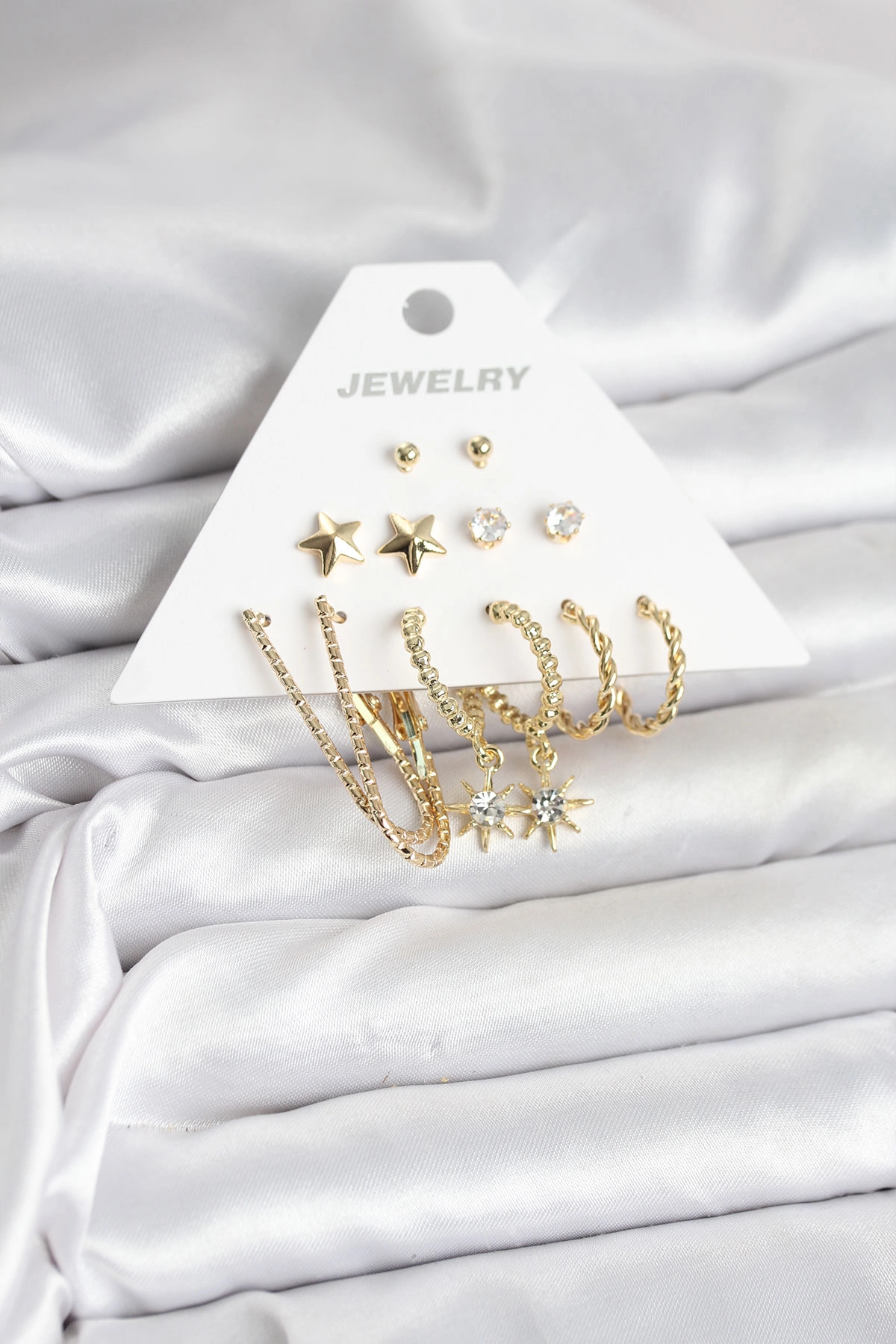 6 Çift Kadın Küpe Seti Gold Renk