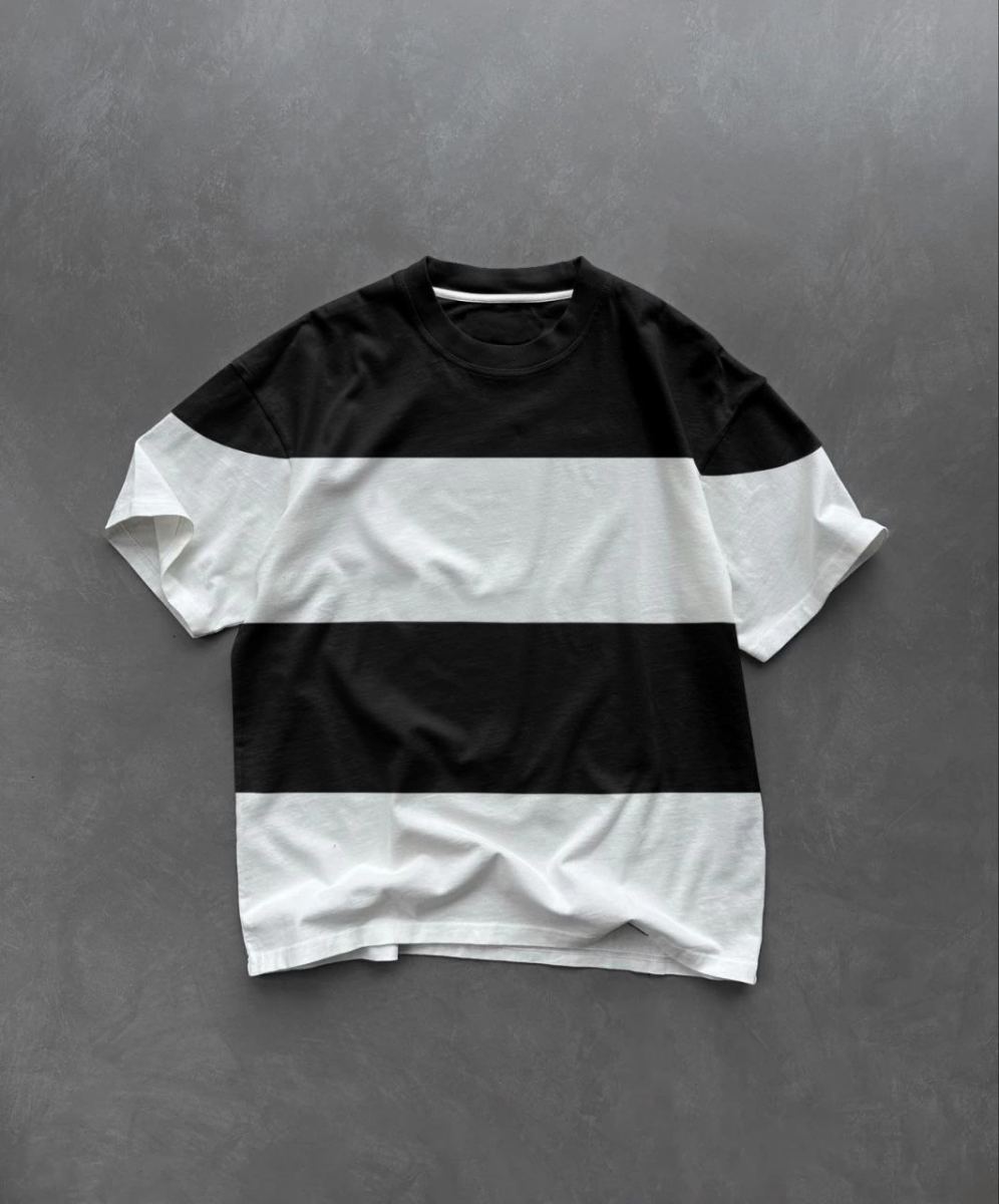 Erkek Bisiklet Yaka Parçalı  Kısa kol T-Shirt - Siyah