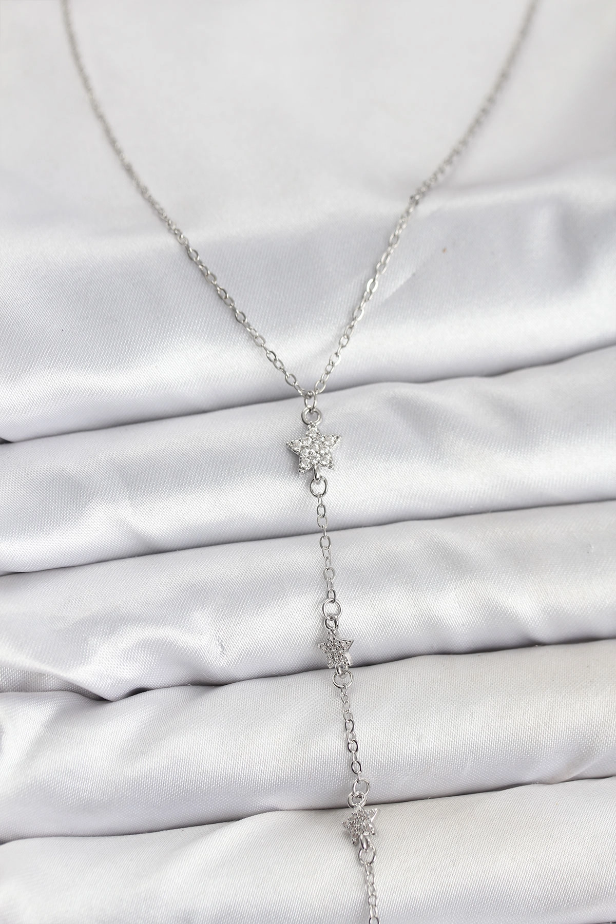 316L Çelik Zincir Gümüş Renkli Yıldız Model Kadın Y Kolye