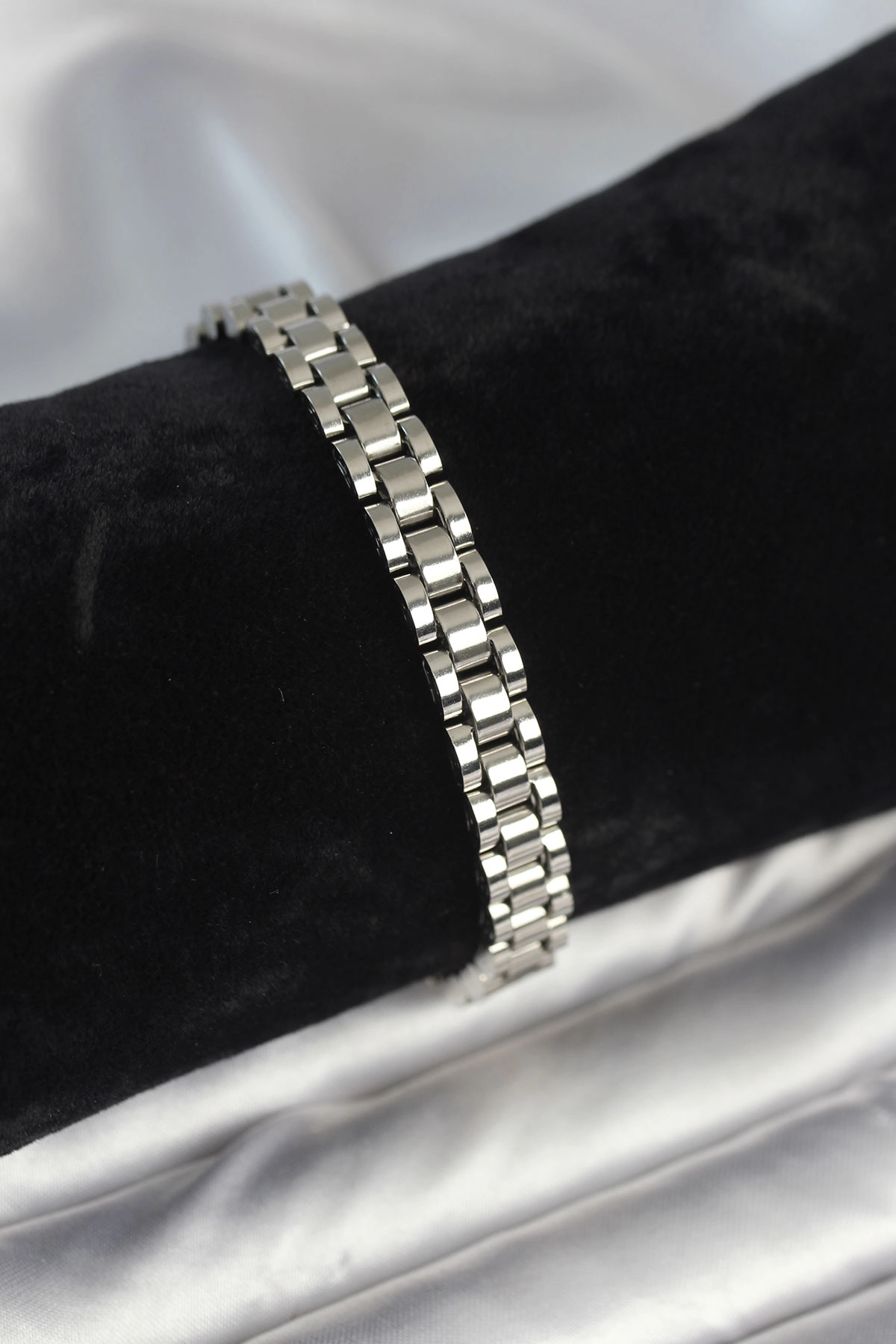 316L Çelik Gümüş Renk 7 mm Kalınlık Erkek Bileklik