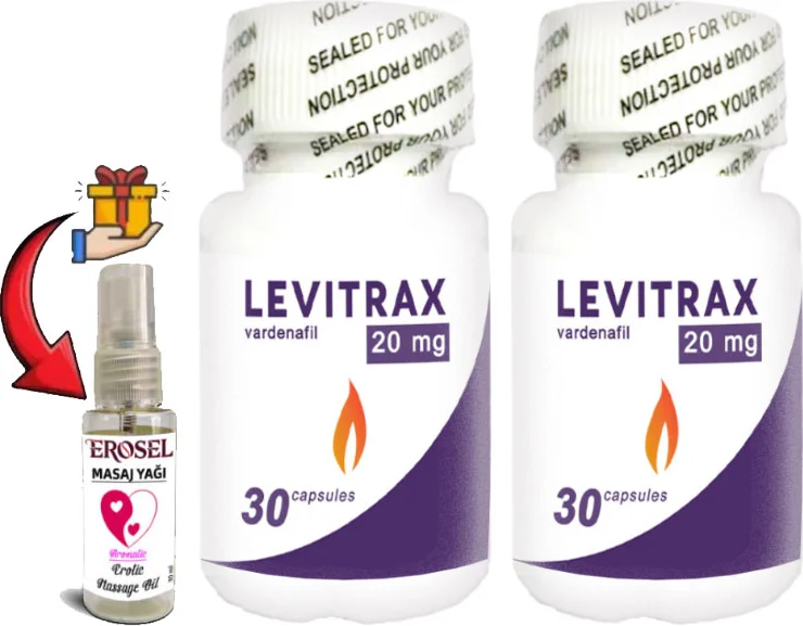 Levitrax 2 Adet Erkeklerin Performansına Özel 30LU Kapsüller + Erosel Erotikmasaj Yağı Hediye