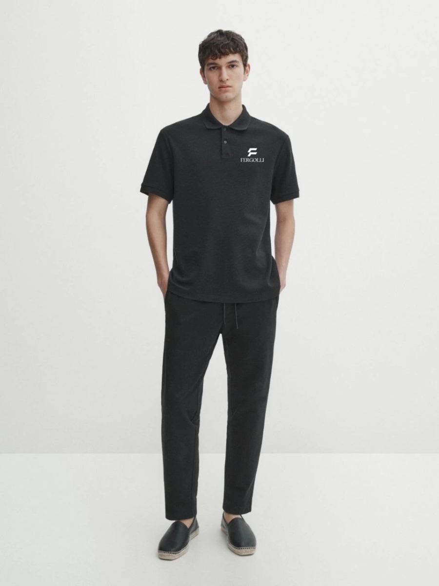 Erkek Pike Polo Yaka Tişört Düğmeli Baskılı T-Shirt - Beyaz
