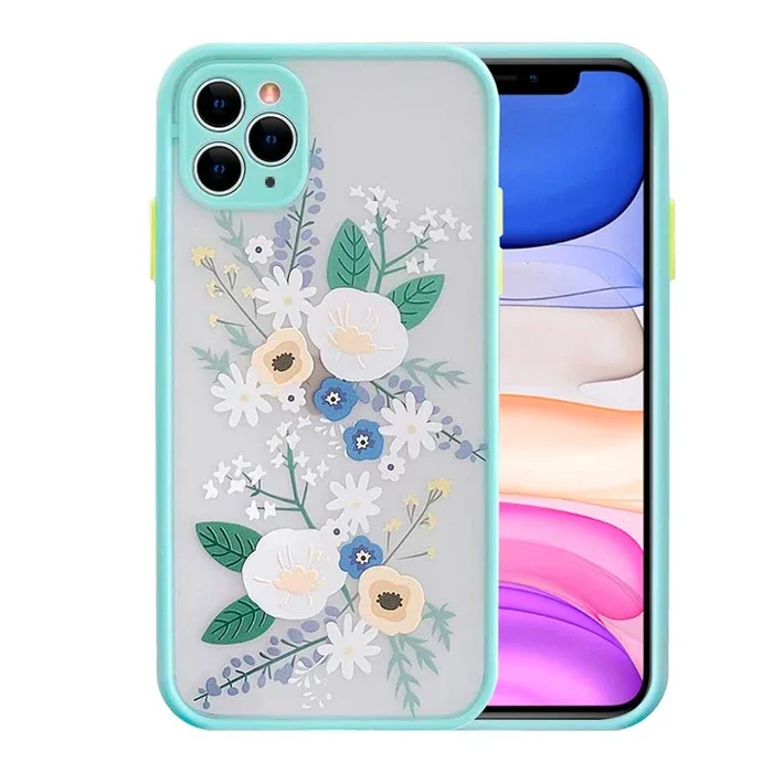 iPhone 11 Pro 5.8inç Kamera Korumalı Çiçek Desenli Silikon Kılıf-(5775)