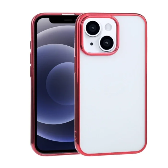 iPhone 13 Mini 5.4inç Lazer Kaplama Renkli Kenar Şeffaf Kılıf-(5775)