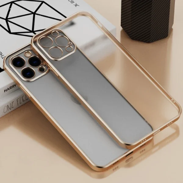 iPhone 12 Pro 6.1inç Renkli Kenar Şeffaf Kılıf Kamera Korumalı Kılıf-(5775)