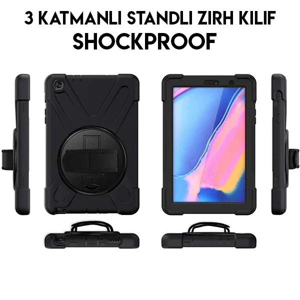 Ally Galaxy Tab  P200-P205 3 Katmanlı Standlı Zırh Kılıf-Shockproof-(5775)