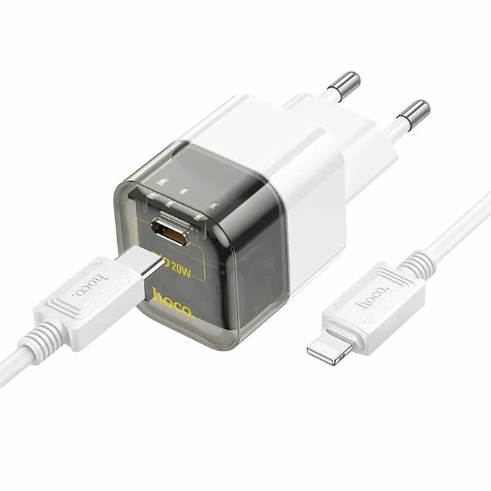 HOCO C131A Platinum PD30W+QC3.0 Girişli Hızlı Şarj Başlığı Ve Type-C To iPhone Lightning Kablo-(5775)