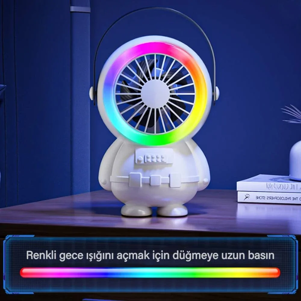 Ally Şarjlı Astronot Fan Vantilatör Taşınabilir El - Masa Üstü Vantilatör 1500mAh-(5775)